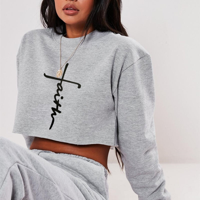 Street Style Letter Printing Long-sleeved Round-neck Pullover