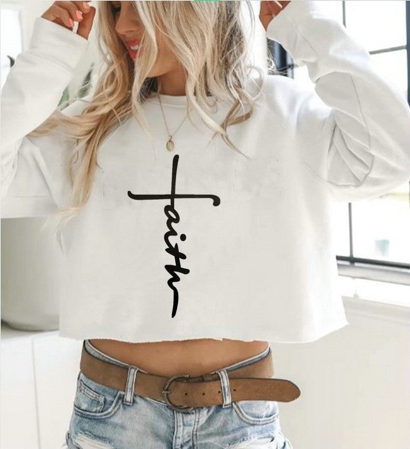 Street Style Letter Printing Long-sleeved Round-neck Pullover
