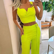 High Waist Slimming Wide Leg Pants Suit for Women