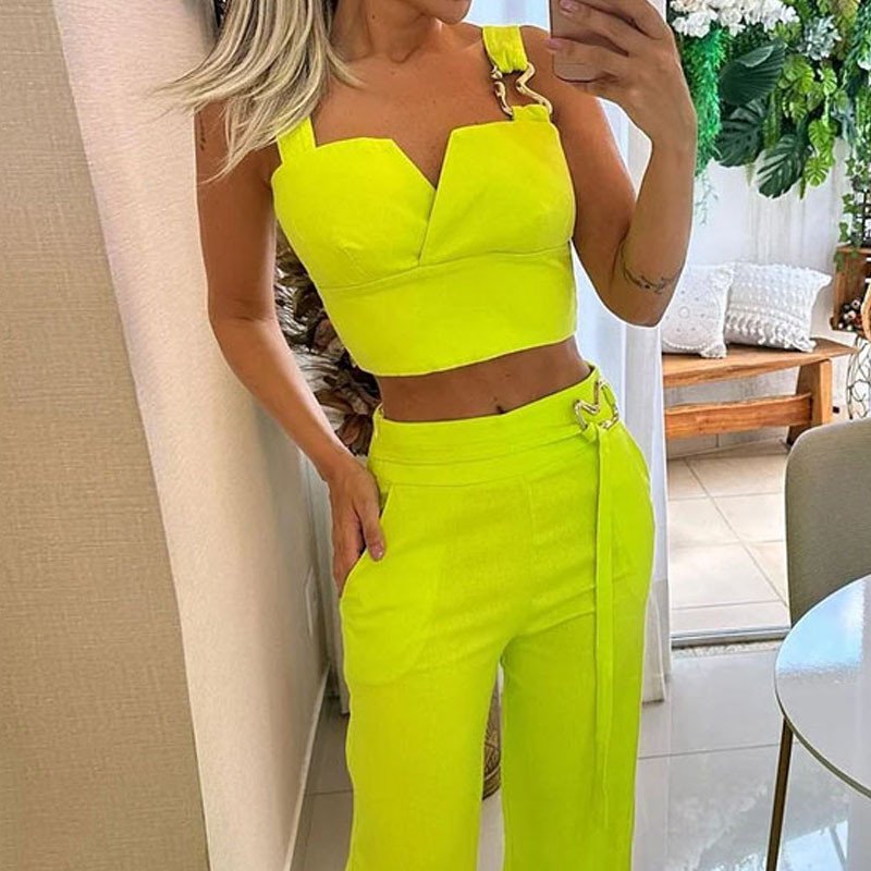 High Waist Slimming Wide Leg Pants Suit for Women