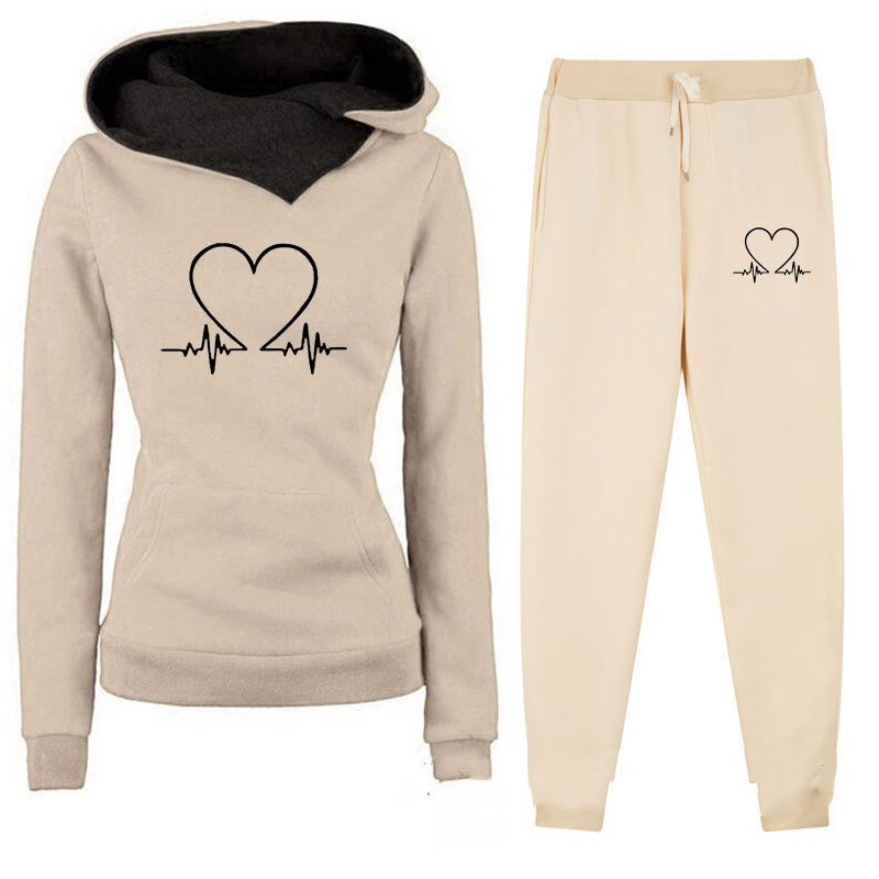 Fleece-lined Hooded Sportswear Suit for Women