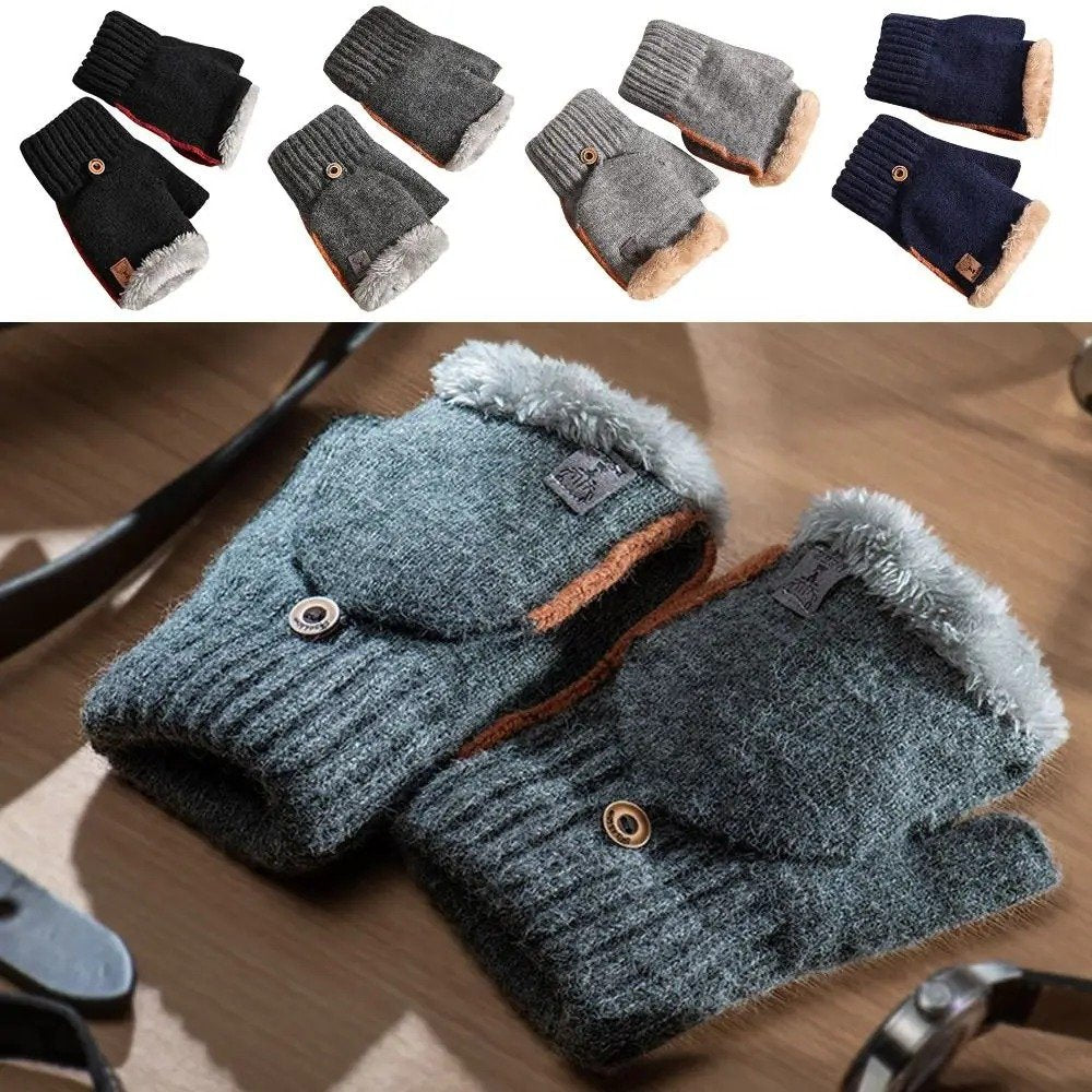 Warm Half Finger Flip Gloves for Women