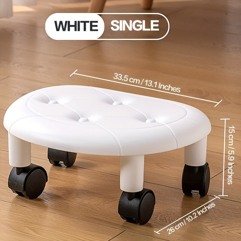 Rolling Low Plastic Stool with Wheels – Available in White, Deep Blue or Black