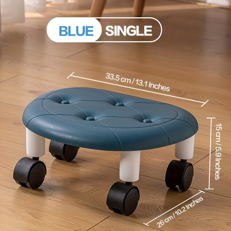 Rolling Low Plastic Stool with Wheels – Available in White, Deep Blue or Black