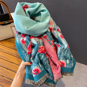 Soft Cashmere Scarf for Women - Oil Painting Flowers Design
