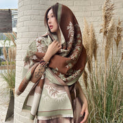 Warm Green Cashmere Scarf for Women