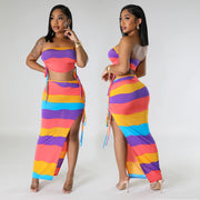 Geometric Pattern Two-piece Skirt Suit for Women
