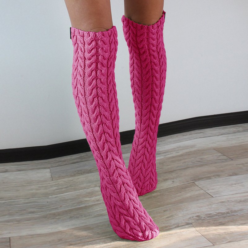 4-Color Twist Mid-Calf Knitted Socks for Women