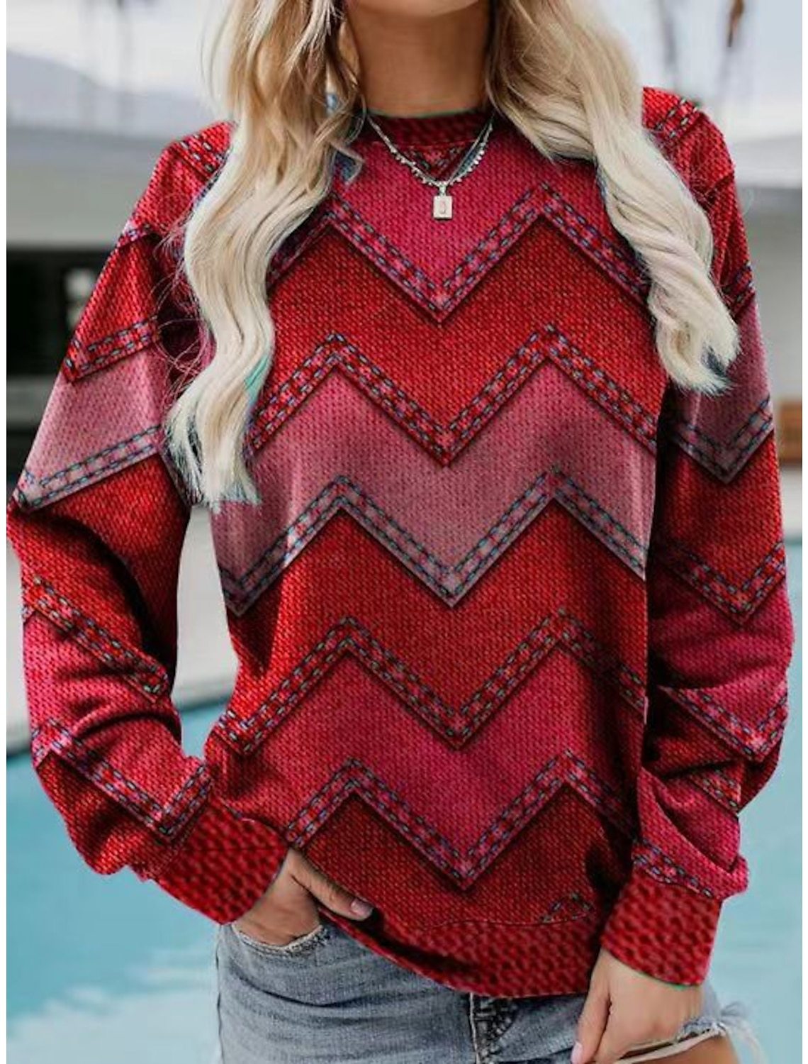 Retro Street Casual Round Neck Long Sleeve Sweater