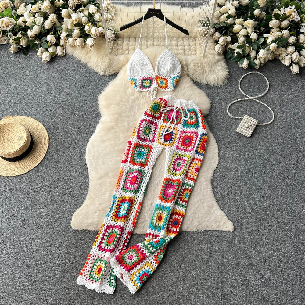 Retro Two-piece Crocheted Set for Women
