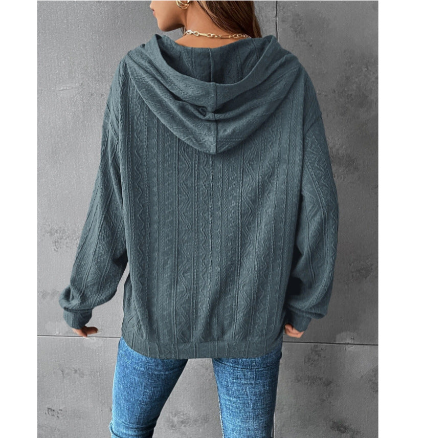 Autumn Women's Solid Color Hooded Casual Long Sleeve Sweatshirt