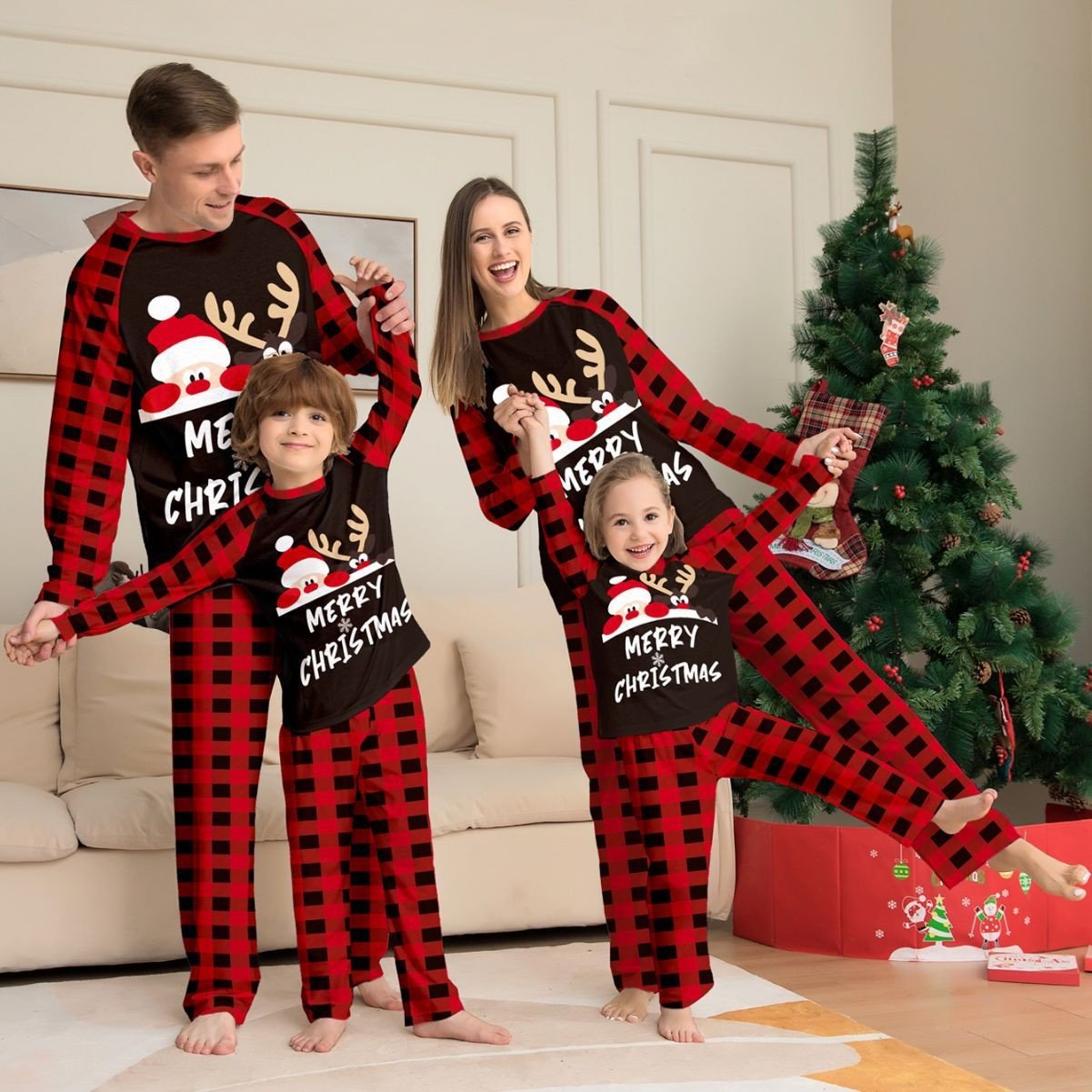 Cozy Christmas Family Suit, Cute Letters Design