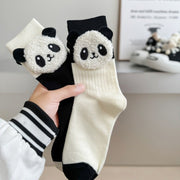 3D Panda Socks - Neutral Mid-Calf Length Cotton Socks