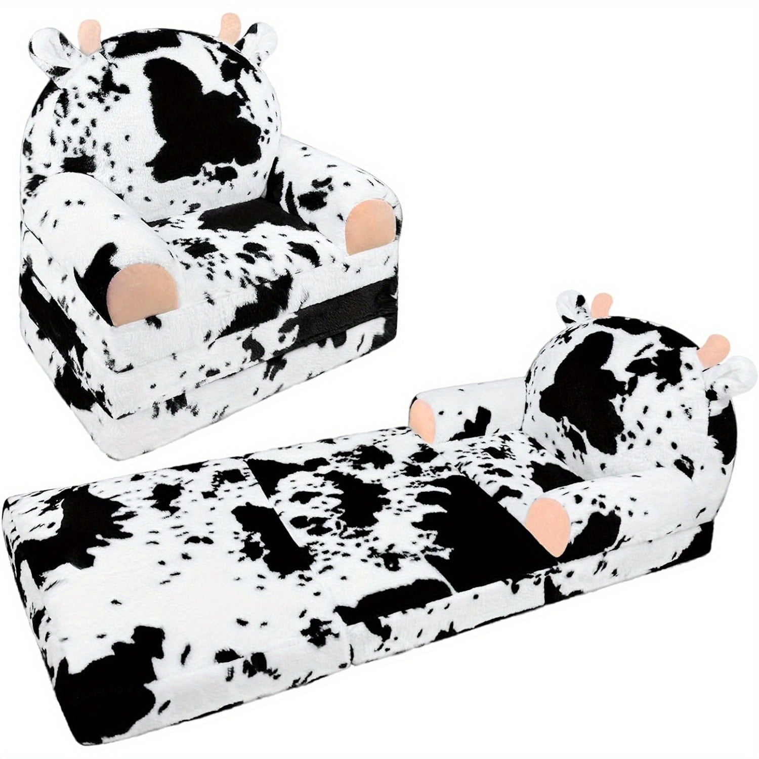 Milk Cow Pattern Foldable Kids Sofa Chair with Removable Washable Cover