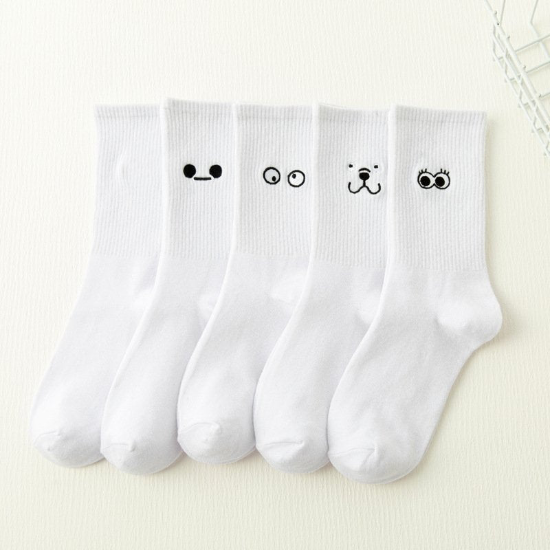 Japanese Cartoon Embroidery Tube Socks - Fun Winter Wear