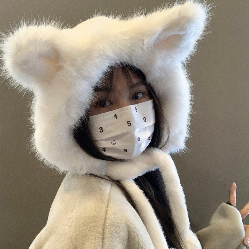 Cozy Fox Ears Plush Hat for Women