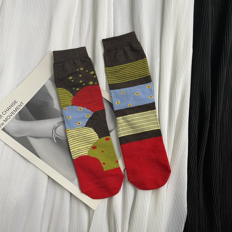 Retro Graphic Tube Socks for Women