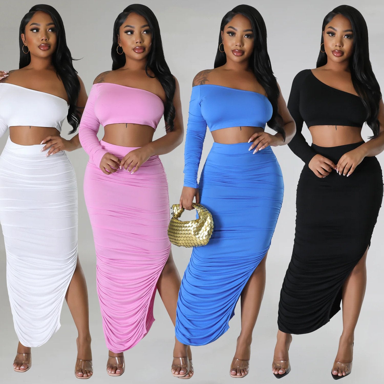 Women's Pleated Two-piece Jumpsuit Set