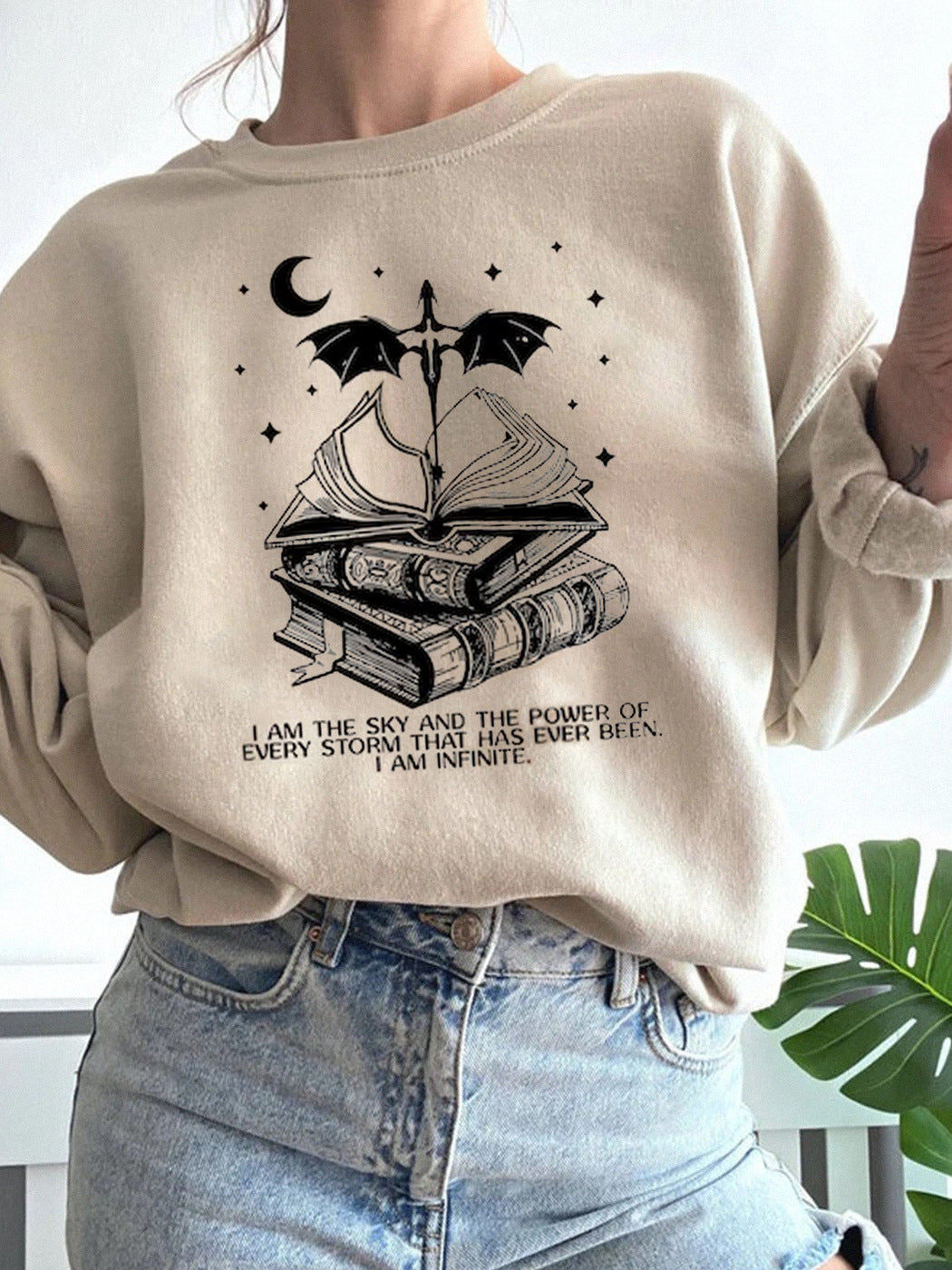 Women's Round-neck Japan Heat Transfer Patch Printed Sweater