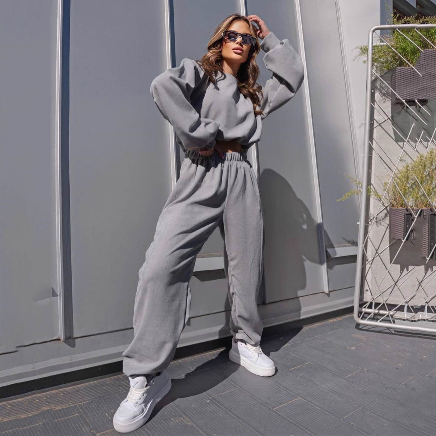 Corduroy Long Sleeve Pullover Set