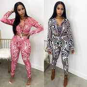 Sexy Print Long Sleeve Jumpsuit for Women