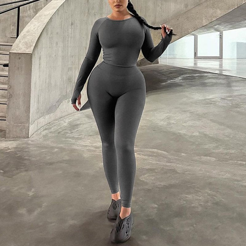 Full Body Yoga Suit for Women - Gray, Black, 3-Piece Set