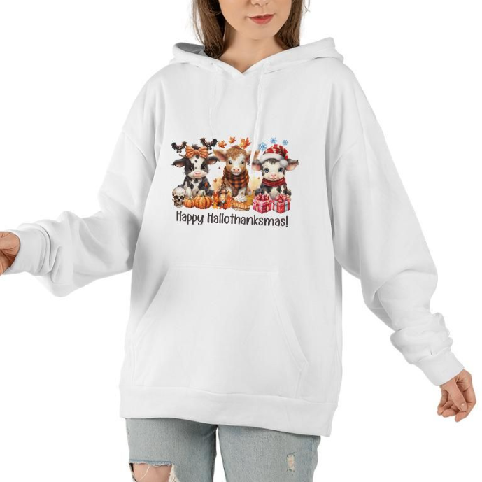 Classic Unisex European And American Printing Plus Velvet Hoodie