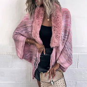 Cozy Rainbow Striped Cloak for Women