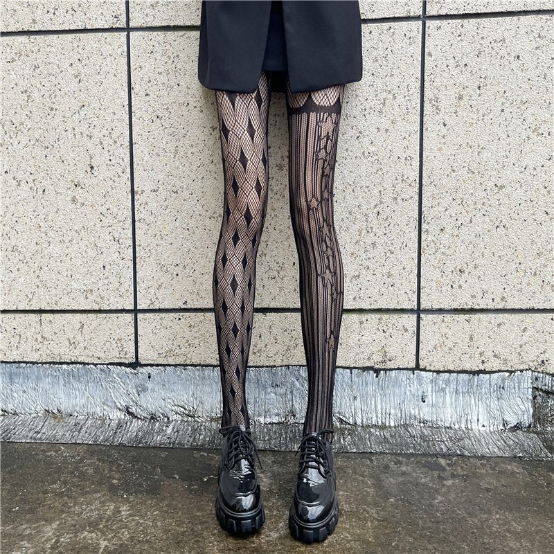 High-Elasticity Diamond Mesh Stockings for Women