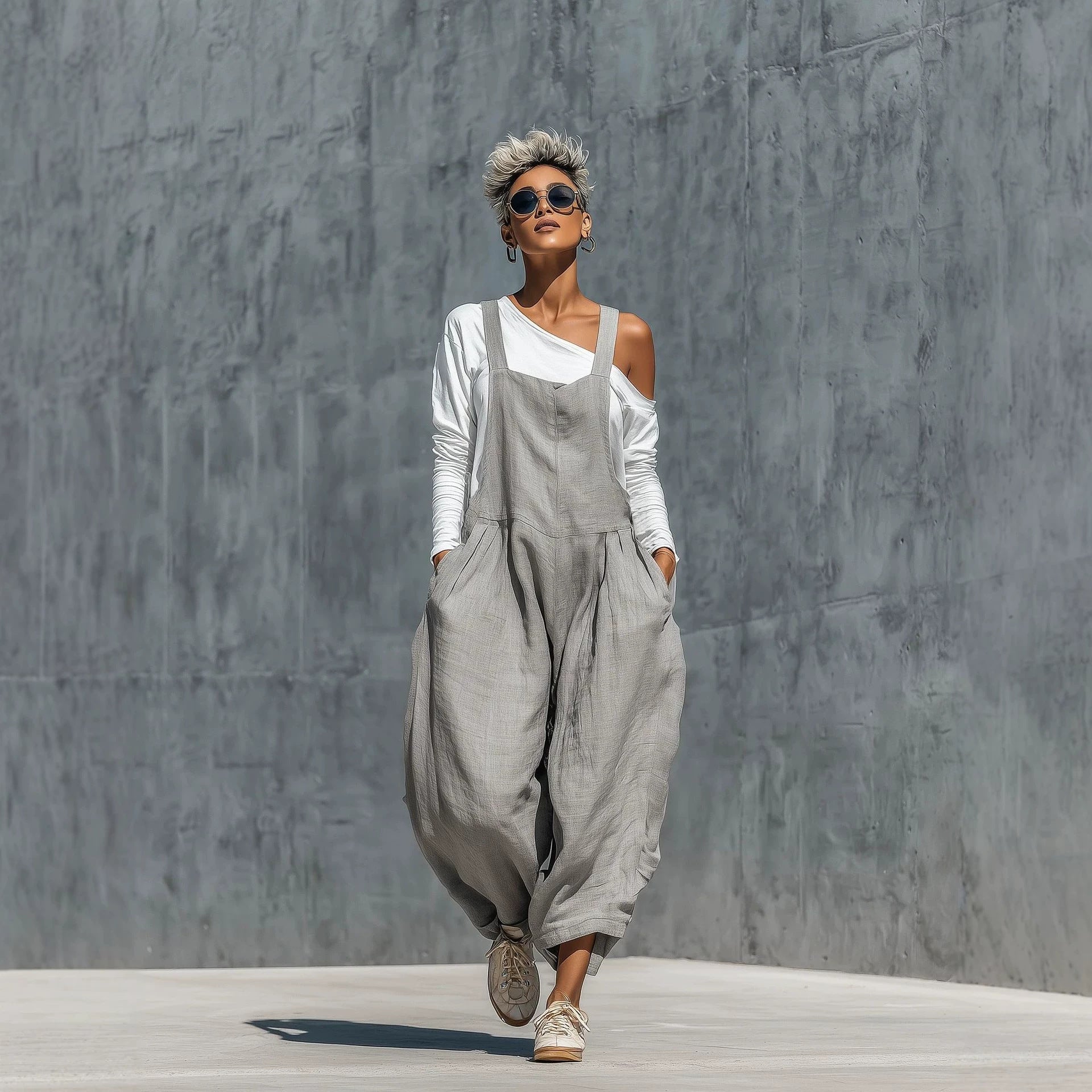 Women's Casual Loose-Fit Wide-Leg Jumpsuit