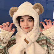 Winter Plush Hat Scarf Set for Women