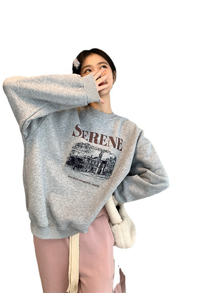 Women's Korean-Style Loose Pullover Hoodie Sweatshirt
