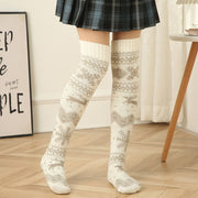 Cute Cartoon Elk Thigh High Socks for Women