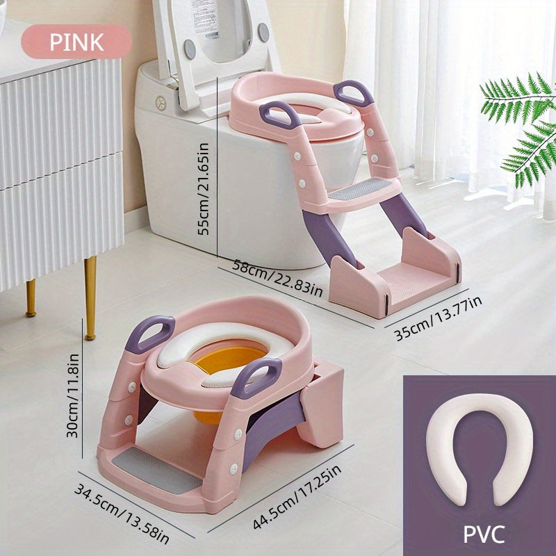 Folding Potty Training Seat with Step Stool Ladder and Non‑Slip Mat