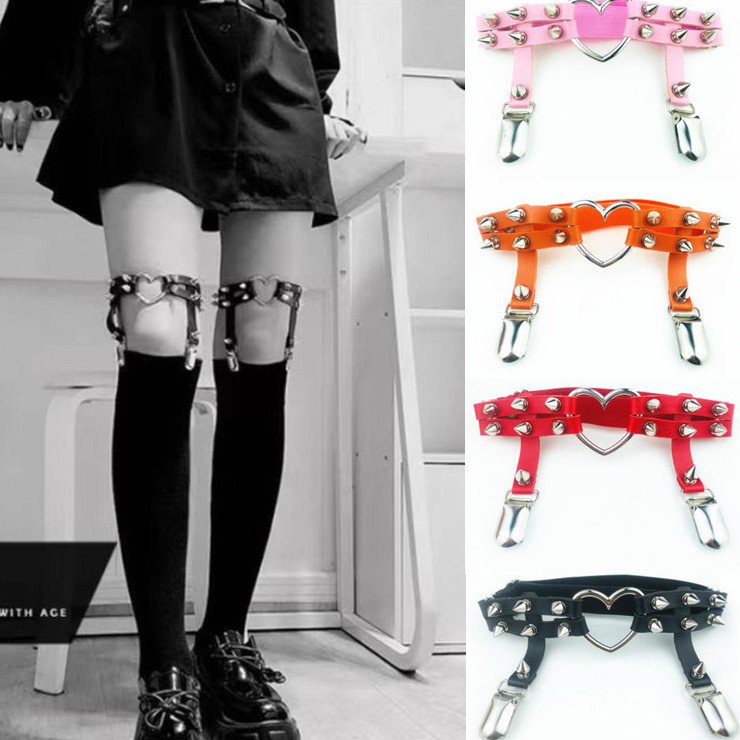 Punk Garter Belt with Adjustable Leather Strap