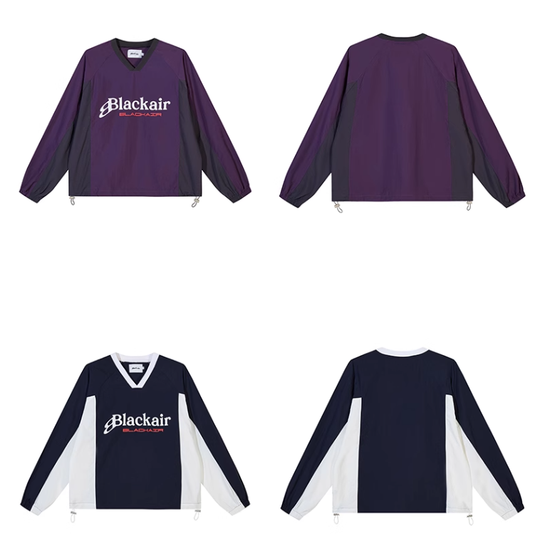 Contrast Color V-Neck Couple Pullover Hoodie