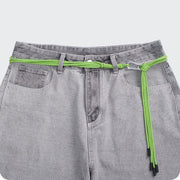 Unique Waist Strap Pants with Woven Belt