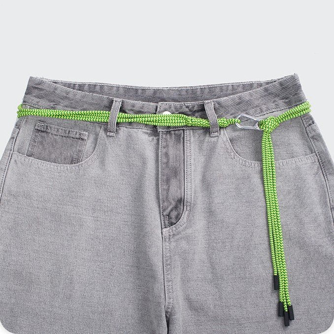 Unique Waist Strap Pants with Woven Belt