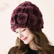 Warm Rex Rabbit Fur Female Hat