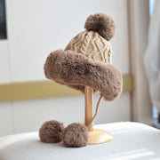 Warm Women's Ushanka Hat with Lace-up Back Slit