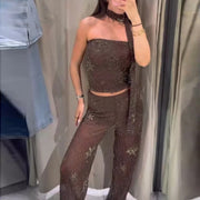 Sequined Halter Vest – Sleeveless Backless Top for Trendy Nights