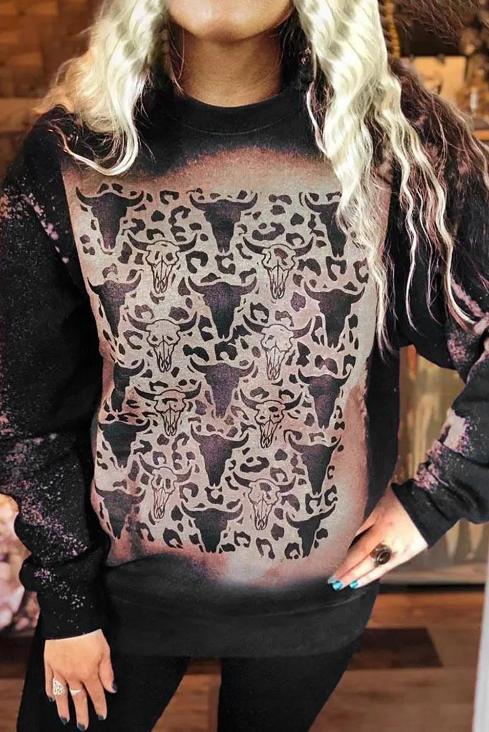 Chic Leopard Print Loose Round Neck Women's Fashion Sweater