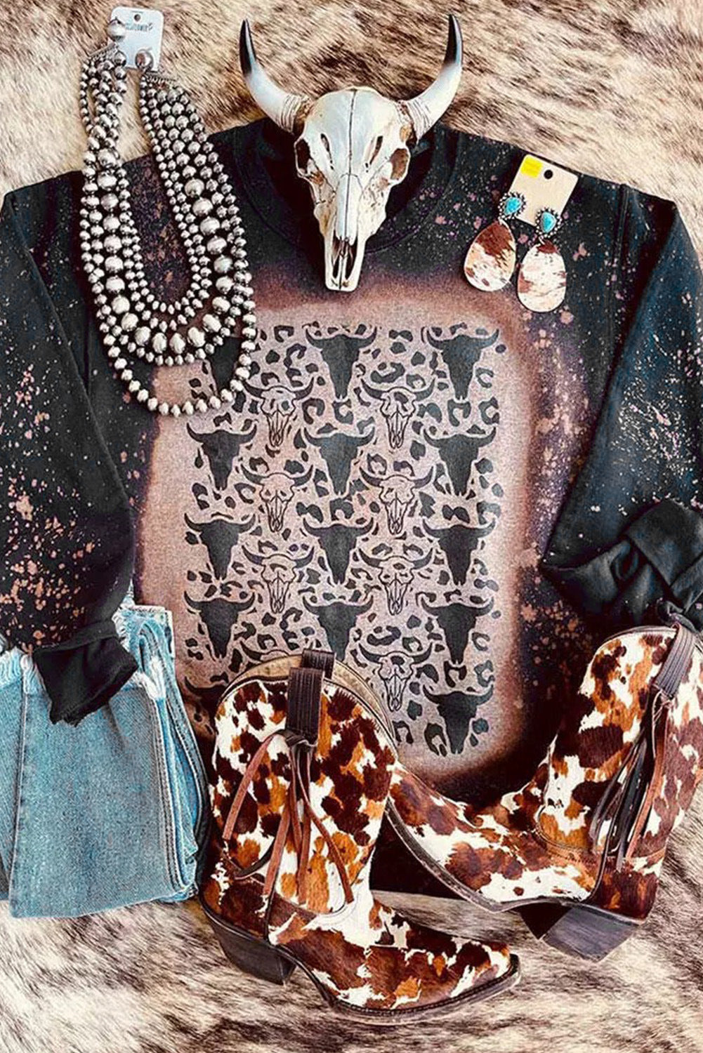 Chic Leopard Print Loose Round Neck Women's Fashion Sweater