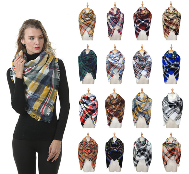 Cozy Imitation Cashmere Check Square Scarf