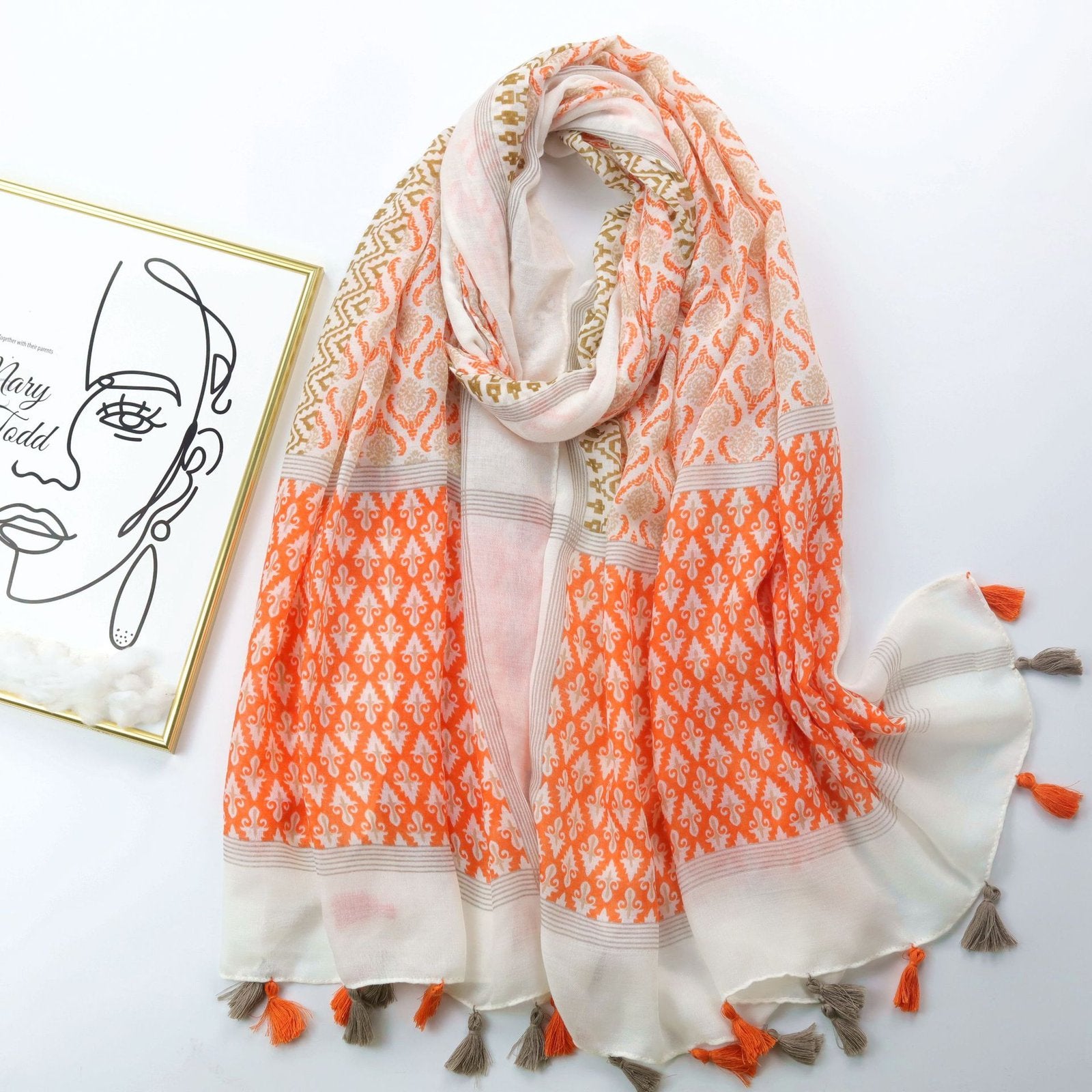 Add a Pop of Color with Geometric Print Scarf