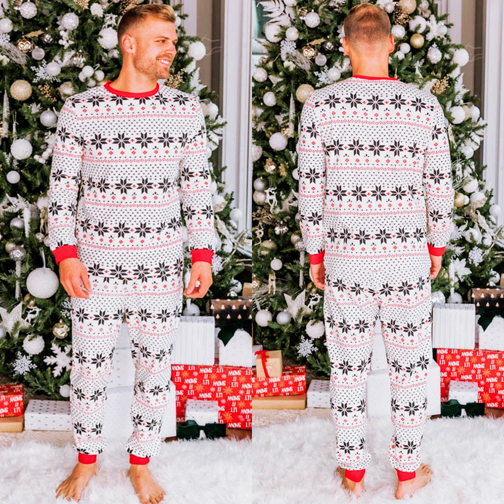 Black & White Contrast Christmas Parent-Child Suit for Women