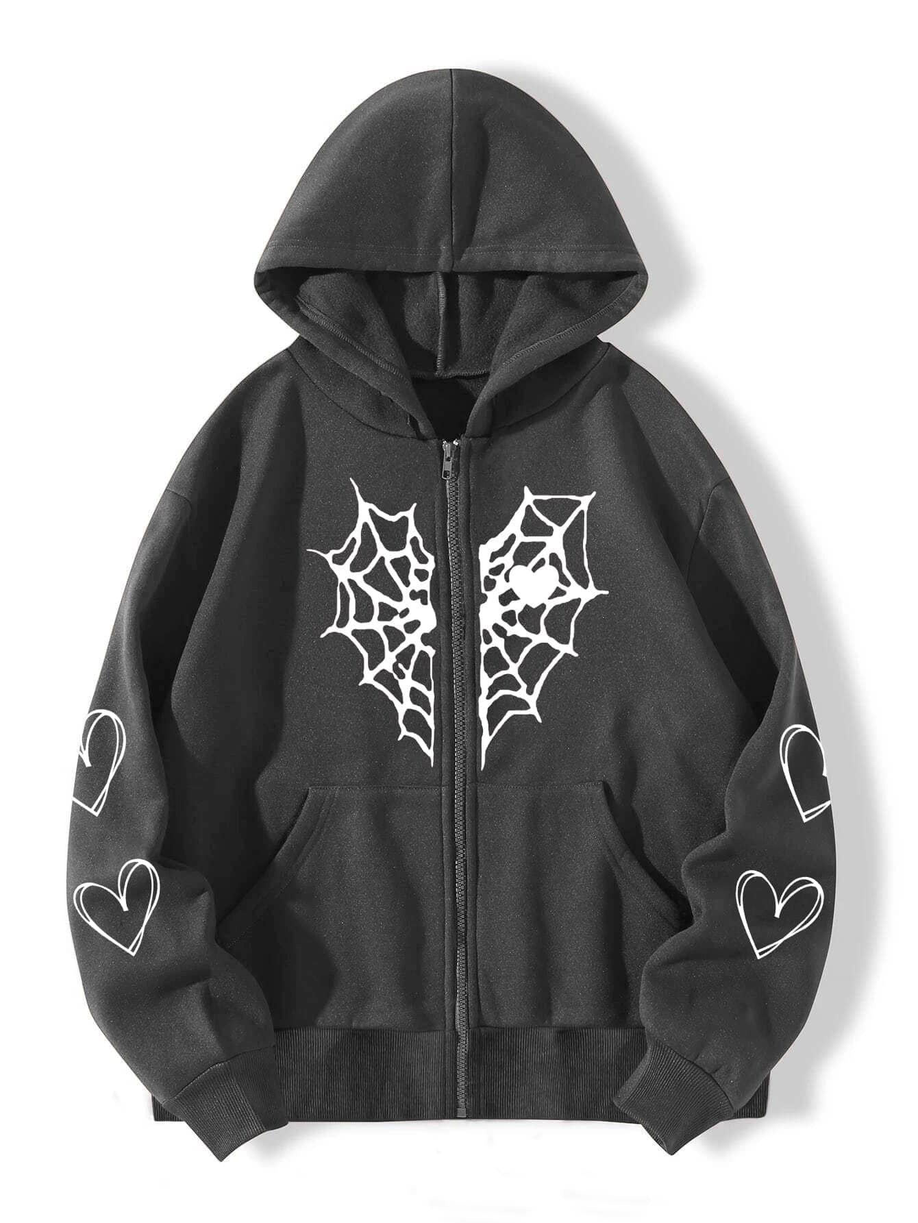 Women's Spider Web Hooded Cardigan Coat