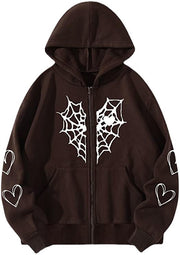 Women's Spider Web Hooded Cardigan Coat