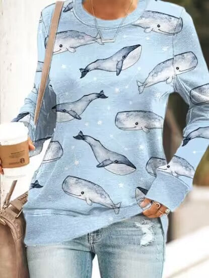 Cozy Printed Crew Neck Sweatshirt for Men & Women