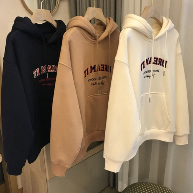 Women's Fleece-Lined Thickened Hooded Sweatshirt